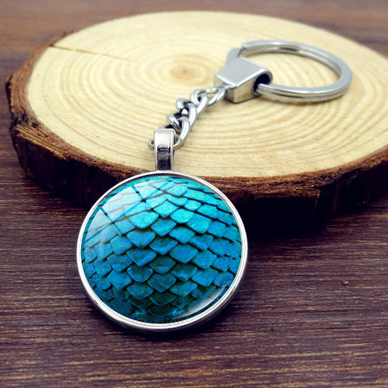 

XUSHUI XJ Game of Thrones Movie Jewelry Keychain Ring Dragon Eggs Glass Dome Cabochon Key Chain Pendant Women Gift