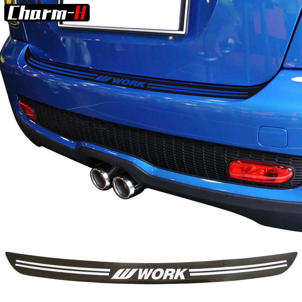 5D carbon fibre Vinyl Car rear bumper Trunk load edge Protector guard Trim Decal stickers for MINI Cooper S JCW R56 Cabrio R57
