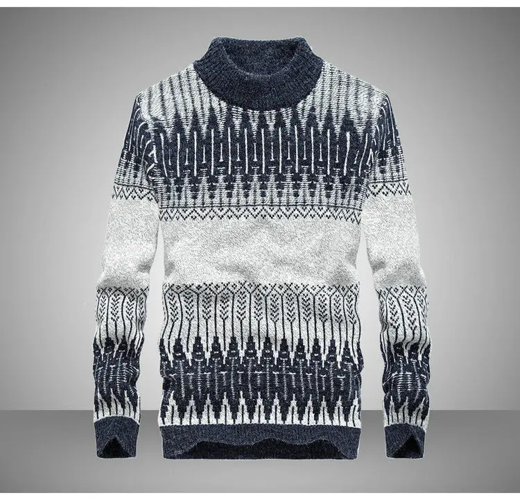 Новинка 2018 года осень зима свитер для мужчин пуловер вязаный повседневное Тонкий теплый геометрический дизайн s