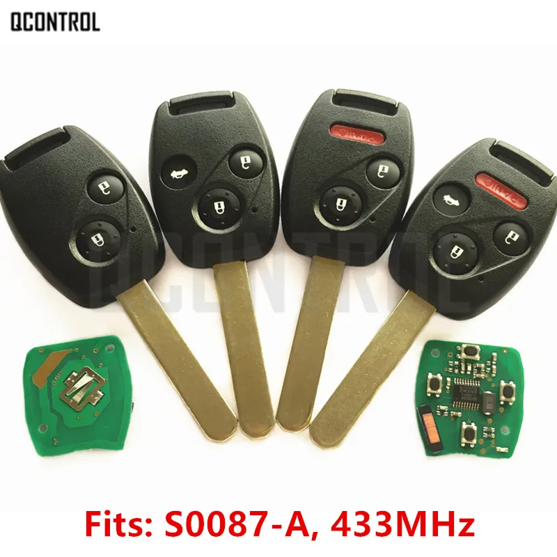 QCONTROL дистанционный ключ без ключа для Honda S0087-A Accord Элемент пилотный военный CR-V HR-V Fit Insight City Jazz Odyssey ID46 чип