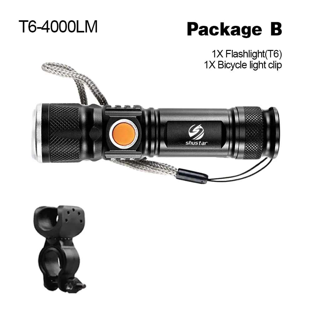 Встроенный велосипедный светильник с usb-зарядкой, светодиодный велосипедный светильник, водонепроницаемый, 3 режима, светильник для велосипеда, велосипедный светильник, предупреждающий задний светильник - Цвет: T6-Package B