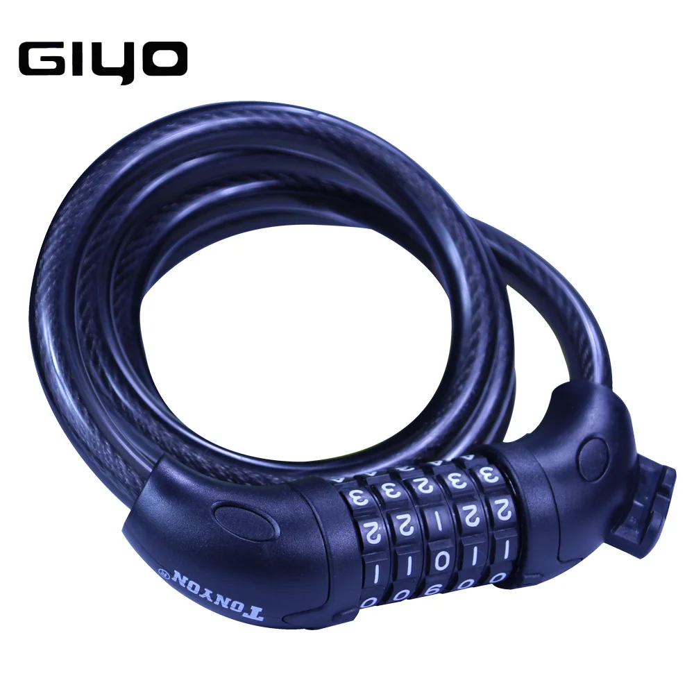 Bicycle 5 Letters Code Lock Combination Coiled Bike Steel Cable Lock