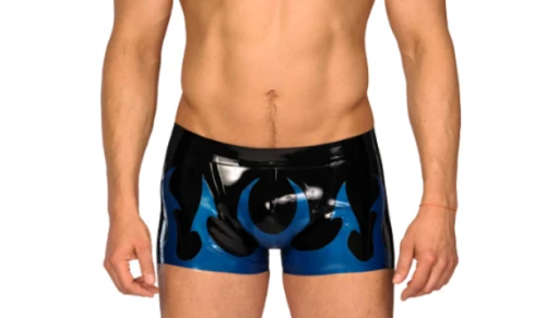 

Sexy Latex Women Purple and White Triangle Shorts With Bow 0.4mm