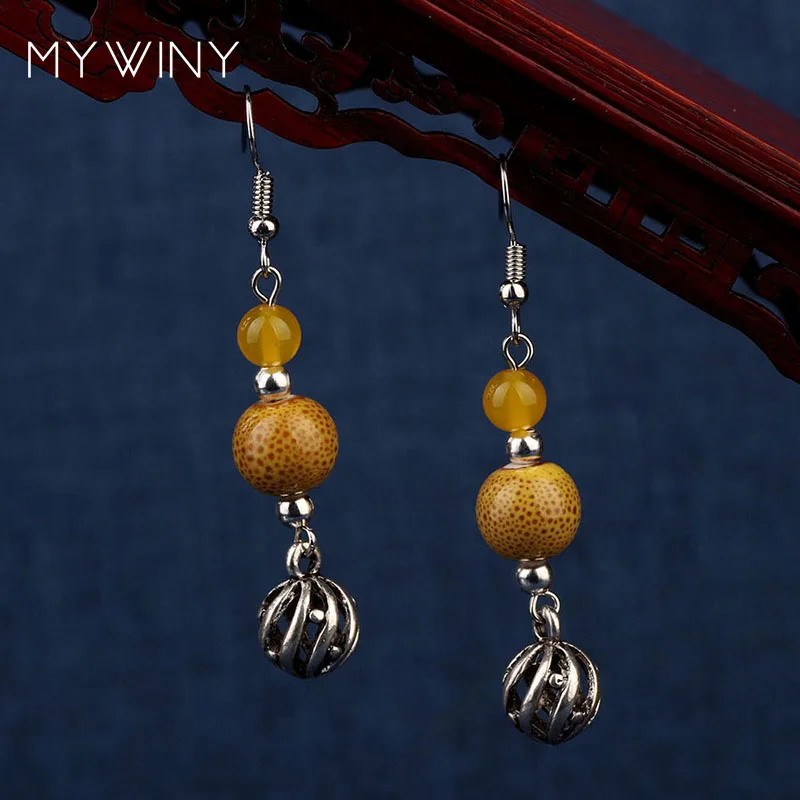 Новые серьги MYWINY с керамическими бусинами 2 цвета зеленые Модные Винтажные