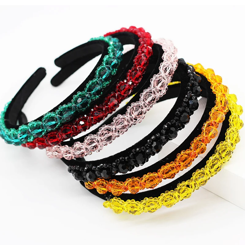 Full Crystal Beads Headband Princess Crowns Rhinestone Flower Tiara Hairband Headdress Hair Jewelry Wedding Hair Accessories New