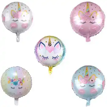 

10pcs/lot 18inch unicorn round foil helium balloon for unicorn theme party decoration baby shower baby birthday balloon globos
