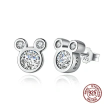 Популярные ослепительные серьги-гвоздики из стерлингового серебра 925 пробы с изображением Микки Мауса для женщин и девочек из стерлингового серебра женские ювелирные изделия