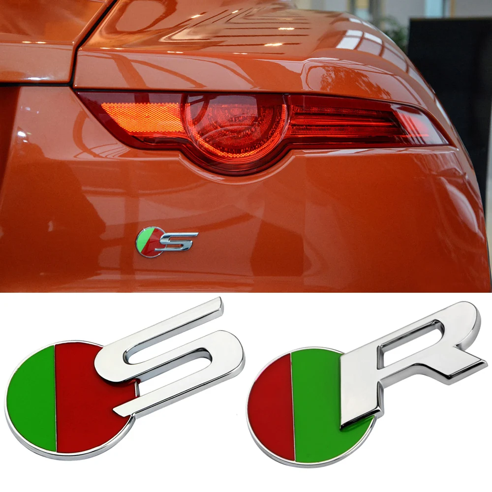 

R-SPORT R S Logo Car Trunk Side Waist Badge Trim Sticker For Jaguar F-TYPE D-TYPE C-TYPE E-TYPE XJ XF Car Tuning Accessories