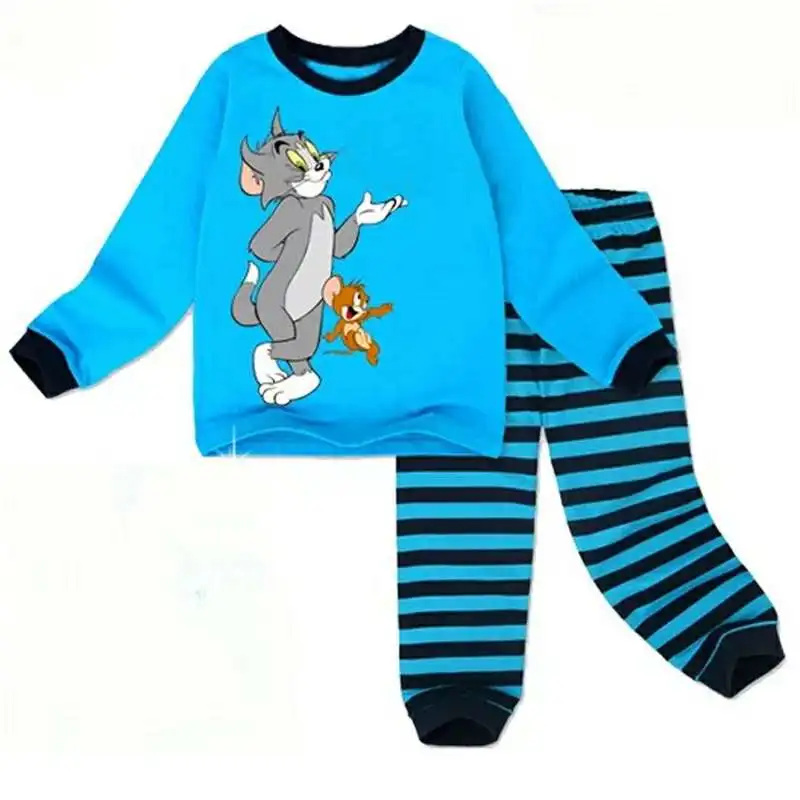 New Kids Pajamas Set Cartoon Airplane Cotton Pyjamas Tops+Pants 2 Pieces Children Pjs Boys Clothing Set 2-7 Years - Цвет: 10