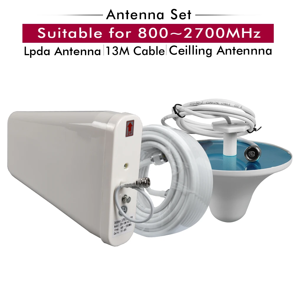 

Outdoor LPDA Antenna+Indoor Ceiling Antenna+13 Meter White Cables Accessories Set for 800~2700MHz 2G 3G 4G Mobile Signal Booster