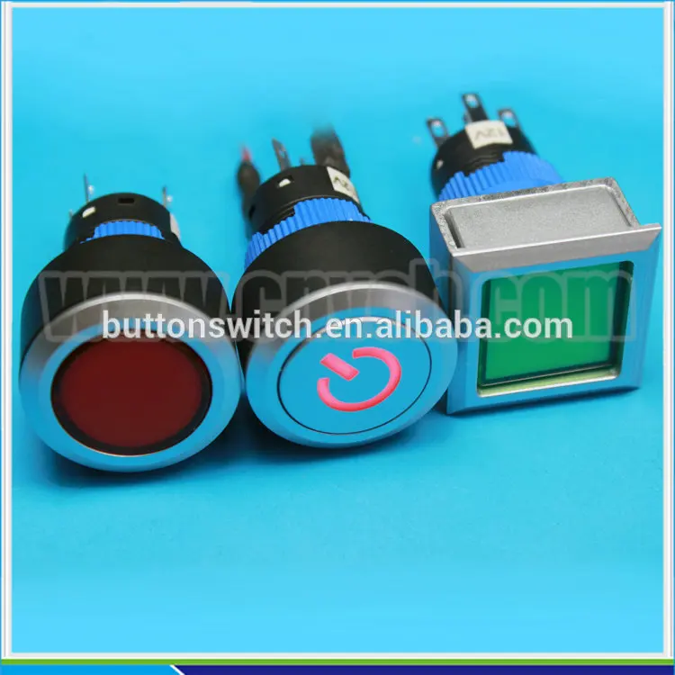 2228 waterproof 22mm start power symbol illumination,momentary or latching plastic pushbutton power switch with LED symbol