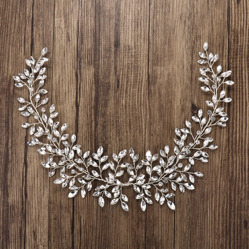 

Silver Handmade Wedding Hairbands Jewlry Hair Accessoires Rhinestone Twig Style Crystal Bridal Women Headwear Ornament