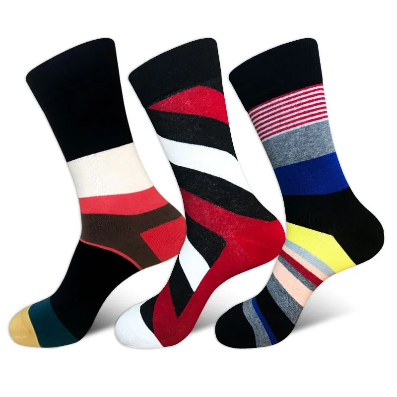 Creative Socks for Men Colorful Cotton Stripe Stockings Absorption of