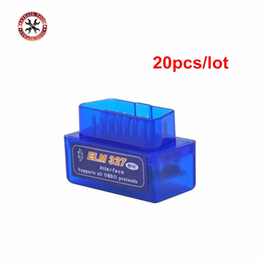 

20pcs/lot Free Shipping Super Mini ELM327 Bluetooth OBD2 Diagnostic Tool ELM 327 V2.1 Latest Version