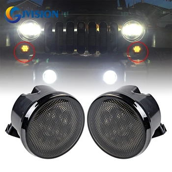 

Amber LED Front Turn Signals for 07-16 Jeep Wrangler JK & Wrangler Unllimited Smoke LENS Parking Lights Turn Lamp
