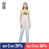 Toyouth Jumpsuits for Women 2019 Vintage Sleeveless Casual Loose Overalls Solid Cotton Playsuits Front Pocket Cute bf Bib Pant