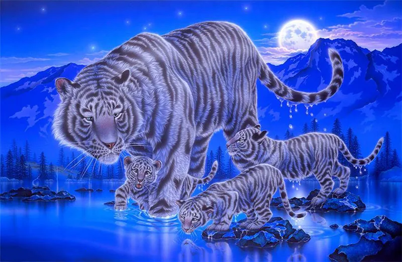 

40x30cm DIY 5D Diamond Mosaic Tiger Full Diamond Painting Cross Stitch Kits Animal Diamond Embroidery Patterns Rhinestones Handm