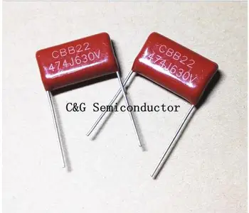 

50pcs 630V 474 0.47uF CBB CBB22 P=20MM MPP Metallized polypropylene film capacitor Good quality ROHS