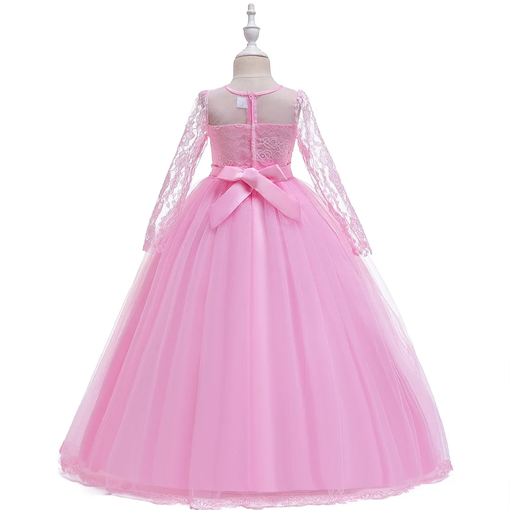 Платье с цветочным узором для девочек; Летние платья для девочек на свадьбу; детское праздничное платье принцессы с длинными рукавами; От 4 до 14 лет