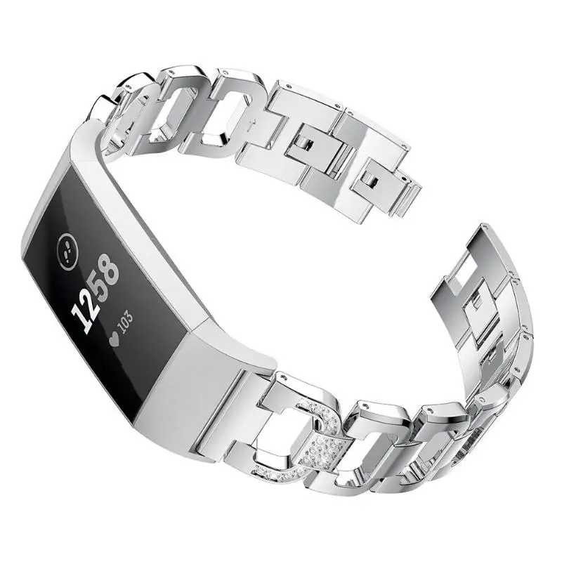 D-образный браслет из кристаллического сплава с ремешком для Fitbit Charge 3