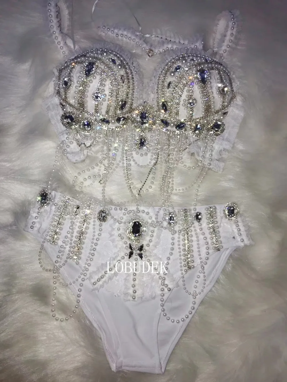 Nightclub Bar Ladies Sexy Stage Outfits White Rhinestones Beading Trailing Dress  Dance Costume Party Show Performance Clothing - AliExpress