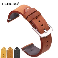 Ремешки для наручных часов 18 20 22 мм итальянские из натуральной кожи темно-коричневые черные мужские и женские винтажные наручные часы ручной работы ремешок с металлической пряжкой