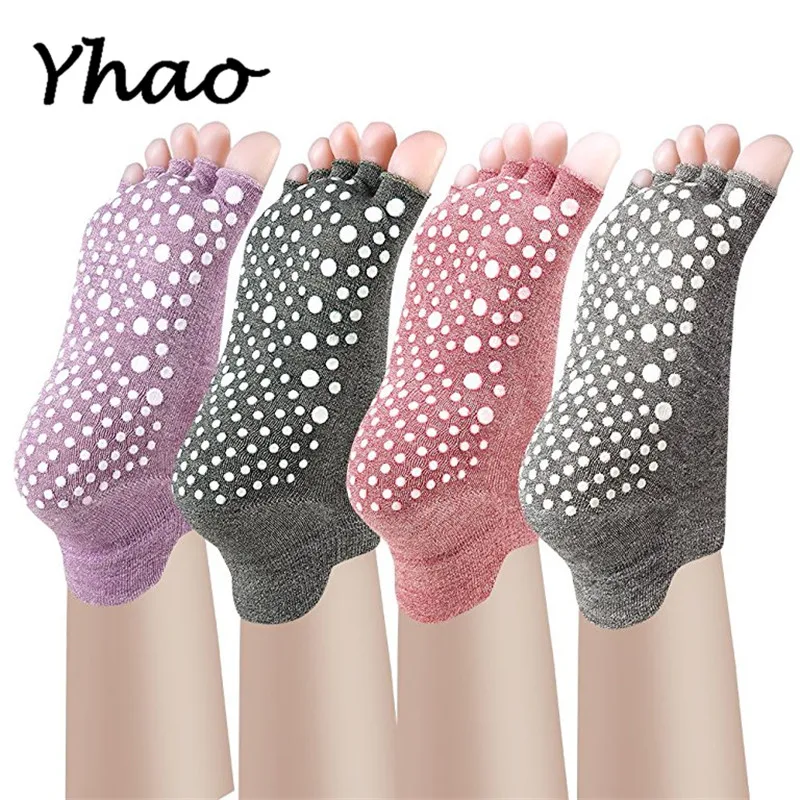

Yoga Toes Socks Non Slip Skid Pilates Barre With Grips For Women And Men Free Szie
