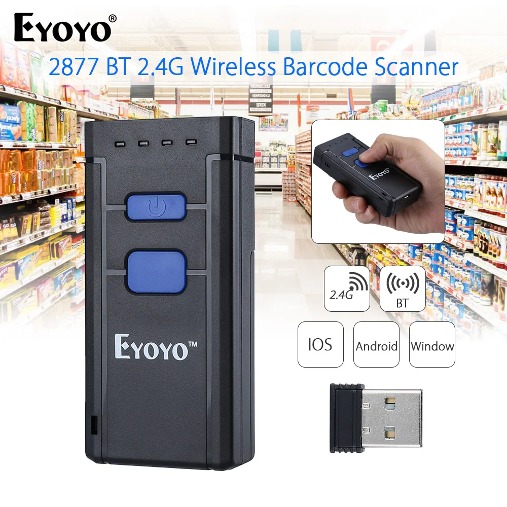 EYOYO MJ-2877 البسيطة الباركود ماسحة 1D 2.4G بلوتوث اللاسلكية الباركود ماسحة لنظام أندرويد IOS ويندوز EYOYO MJ-2877 البسيطة الباركود ماسحة 1D 2.4G بلوتوث اللاسلكية الباركود ماسحة لنظام أندرويد IOS ويندوز