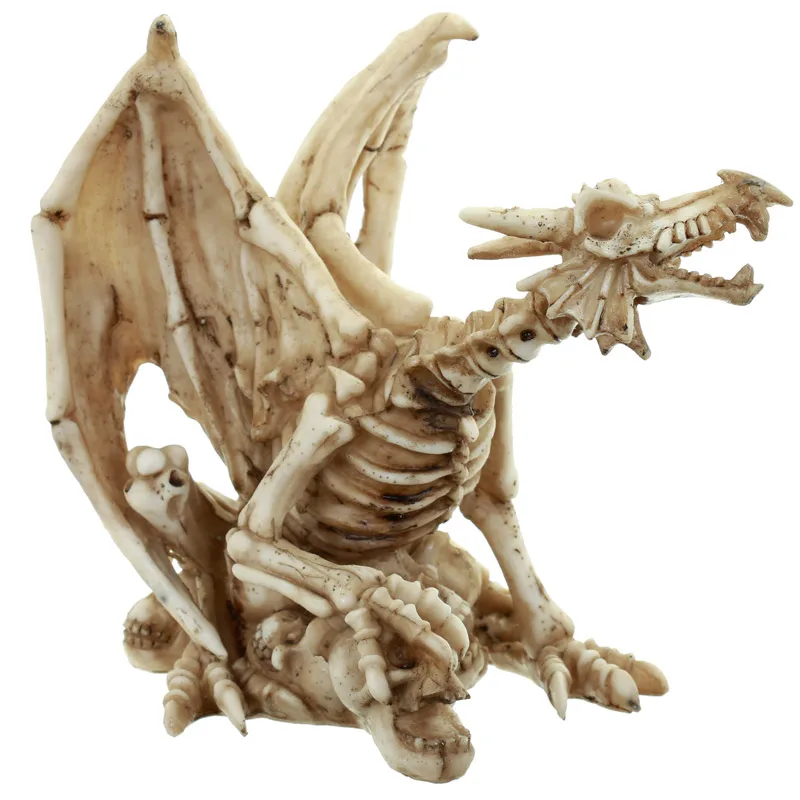 Koop 1 Stuk De Undead Bone Dragon Collectable Ornament Gothic Fantasy Middeleeuwse Beast Dragon Warrior Skelet Draak Standbeelden Beeldje