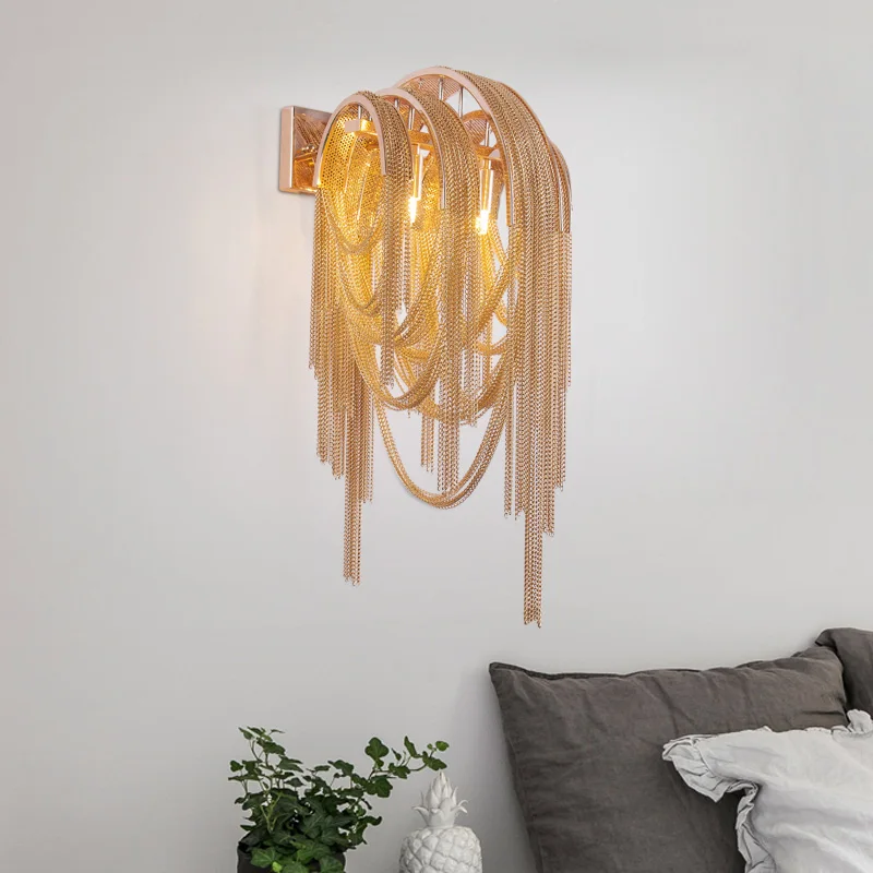 Lights & Lighting Modern Chain Light For Wall Lamp Aluminum Wall Light Outdoor Silver Wall Sconces Light Aisle Lamp Hallway Porch Light Skillful Manufacture
