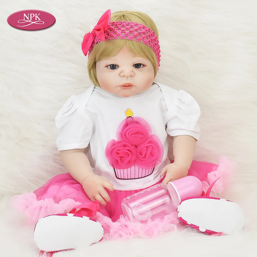 

NPK 57CM Reborn Full Silicone Body Baby Dolls Newborn Princess Girl Lifelike Baby Dolls 2019 Fashion Realistic Babies Doll Toys