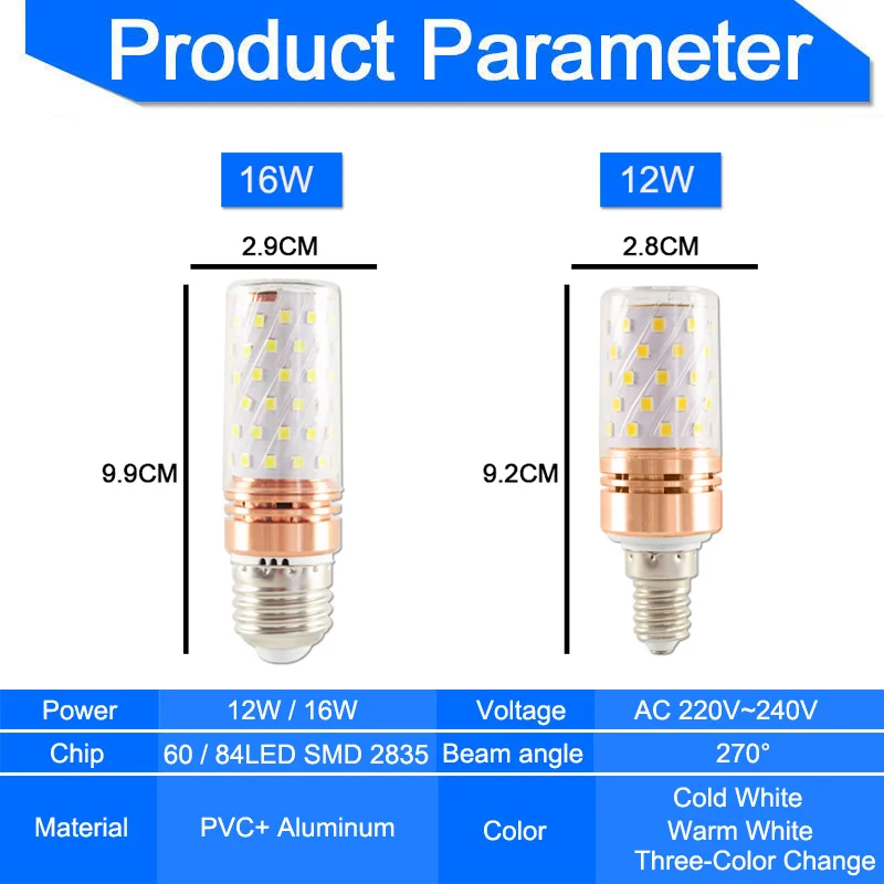E27 светодиодный лампы E14 Lamp12W 14 Вт 16 3 SMD2835 AC 220V 240V мин кукурузы люстры свеча