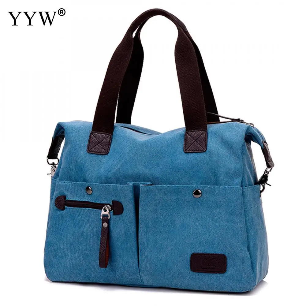 Fashion Male Top Handle Bag Solid Color Canvas Bags Blue Men's Handbag ...