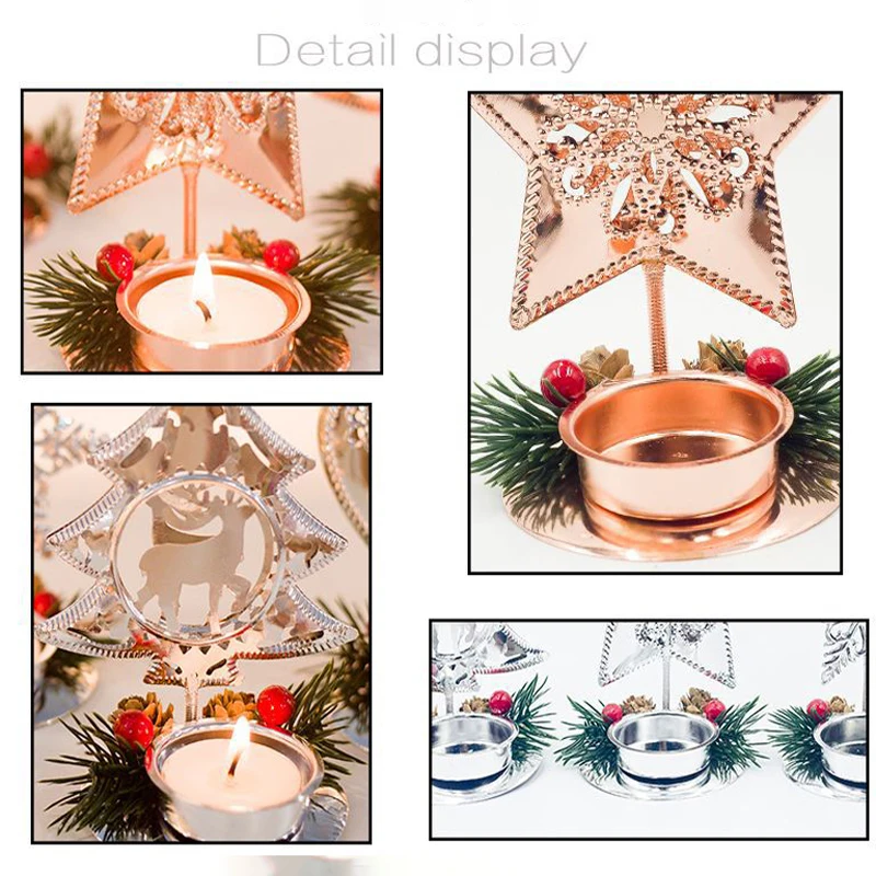 Noel Iron Candlestick Candle Holder Christmas Table DIY Decor For Home natal Tree Christmas Ornament New Year Gift navidad