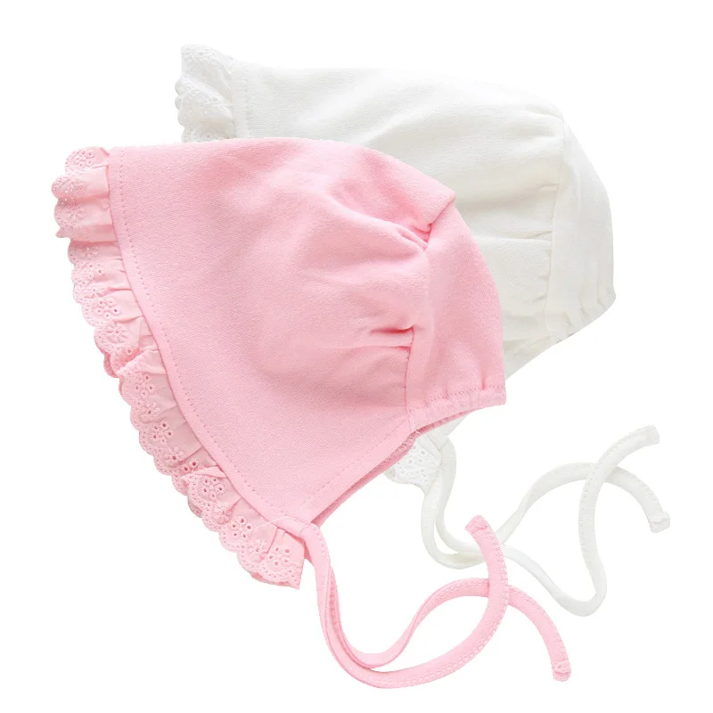 Lace Newborn Baby Hat Cotton Sweet Princess Hat Spring Autumn Cute Newborn Girls Beanie Lace Up Tire Hat Baby Girls Clothing (14)
