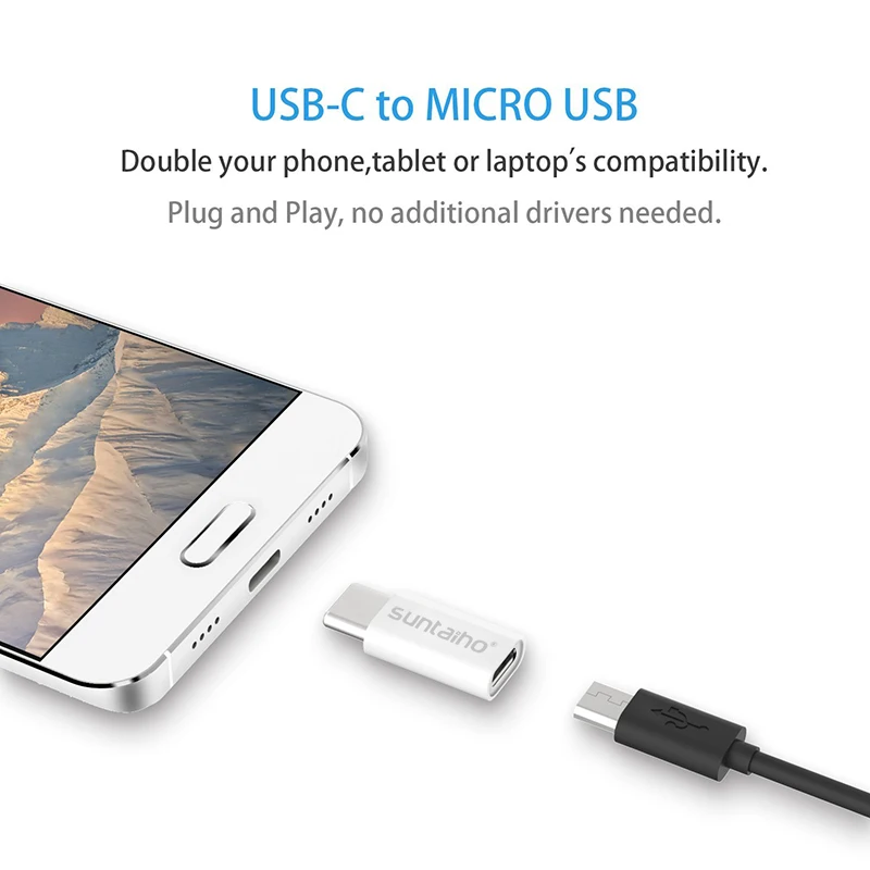 3 шт. USB 3,1 тип-c штекер для Micro USB Женский USB C Suntaiho преобразующий кабельный разъем для Xiaomi Macbook Nexus 5X Oneplus адаптер