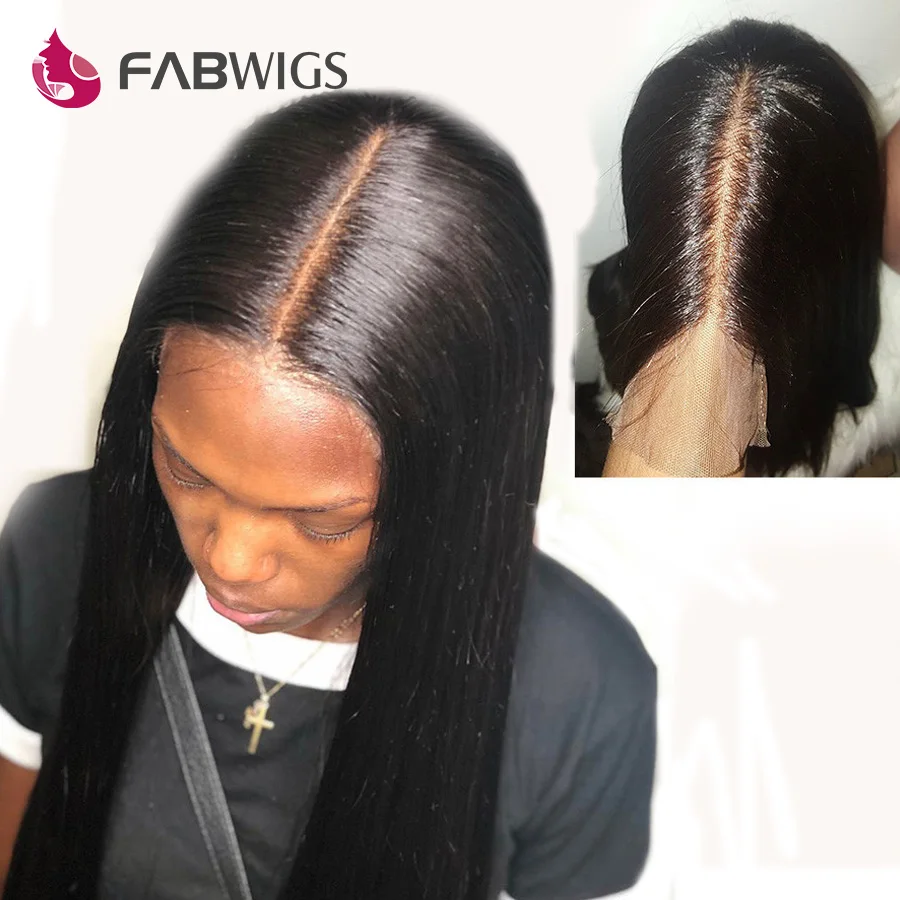 Fabwigs 13x6 глубокая часть фронта шнурка парик бразильский прямой фронта шнурка человеческих волос парики с детскими волосами парик шнурка remy волос