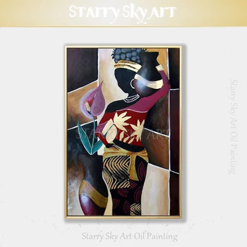 

Low Price Big Size Hand-painted Abstract African Woman Oil Painting on Canvas Fine Art Africa Woman Painting for Wall Decoration