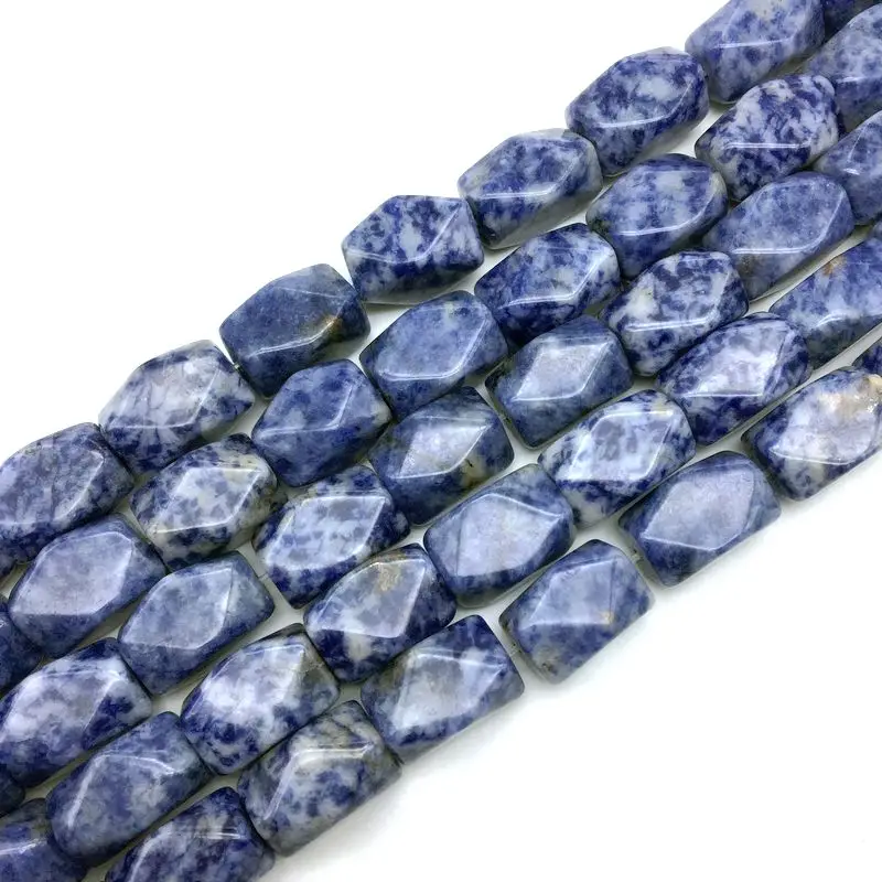 

Beadztalk Sodalite Stone Bead Cube Faceted Cut Nugget 13x18 mm Blue Sodalite DIY Jewelry Good Quality Rare Bead