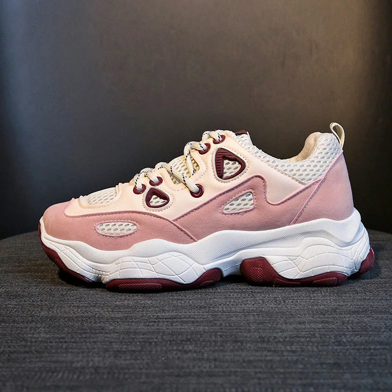 

Women's Fashion Casual Thick Soled Female Lace Up Platform sneaker shoes High Quality Sneakers Shoes tenis feminino A0-36
