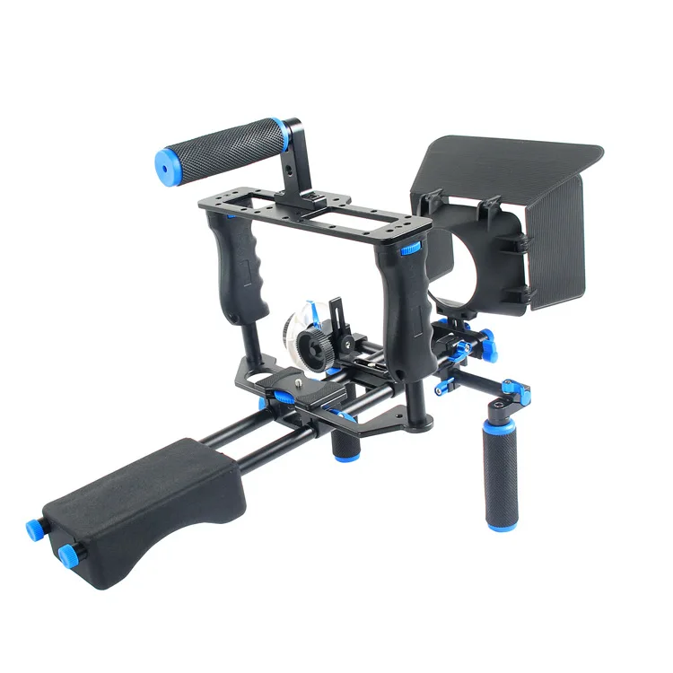  Handle DSLR Rig Stabilizer Video Camera Cage Mount Rig+Matte Box+Follow Focus for Canon 5D serious 