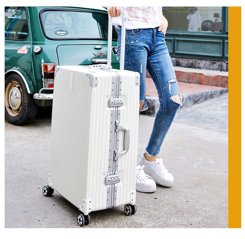 ZYJ Men Women Travel Trolley Luggages Hard Girls Aluminum Frame Alloy Business Rolling Airplane Luggage 20 24 29 Inch Suitcase (20)
