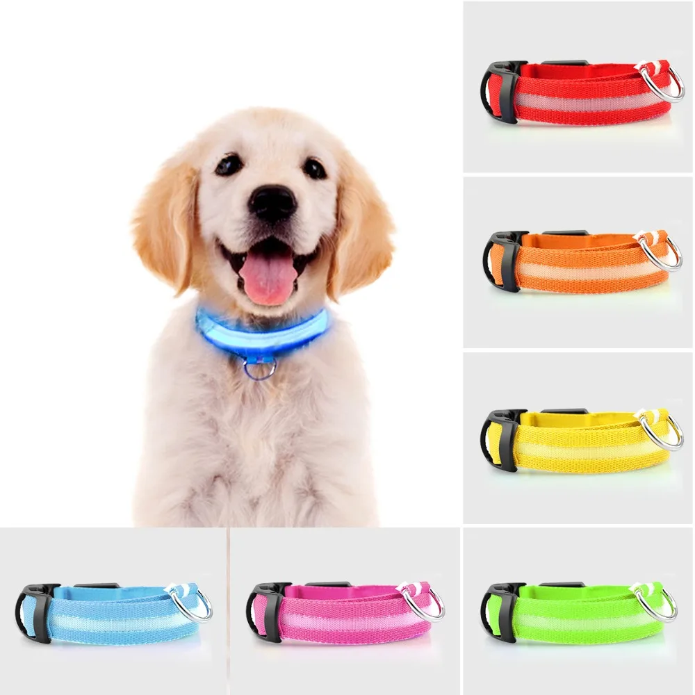 

Puppy Cat Dog Collar With Flashing Lights Night Safe Harnesses Medium Large Dogs Luminous Fluorescent Collars Pet Supplies