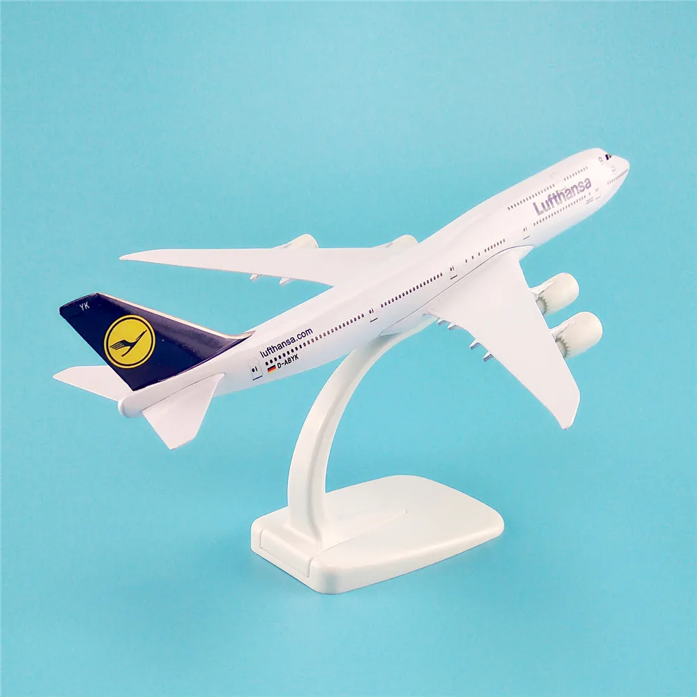 Modelo de Avião de Liga de Metal Modelo de Avião Suporte de Aeronaves Alemão Lufthansa Airways Boeing 747 B747 400 Companhias Aéreas w Presente 20cm ar 17 metal alemão ar lufthansa airways boeing 747
