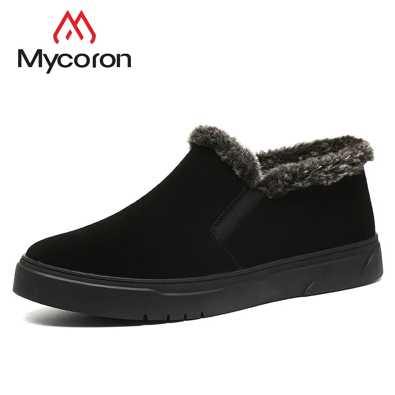 

MYCOLEN 2018 Winter Men Snow Boots Men Leather Shoes High Top New Fashion Men Shoes Casual Warm Ankle Boots Botas Masculino