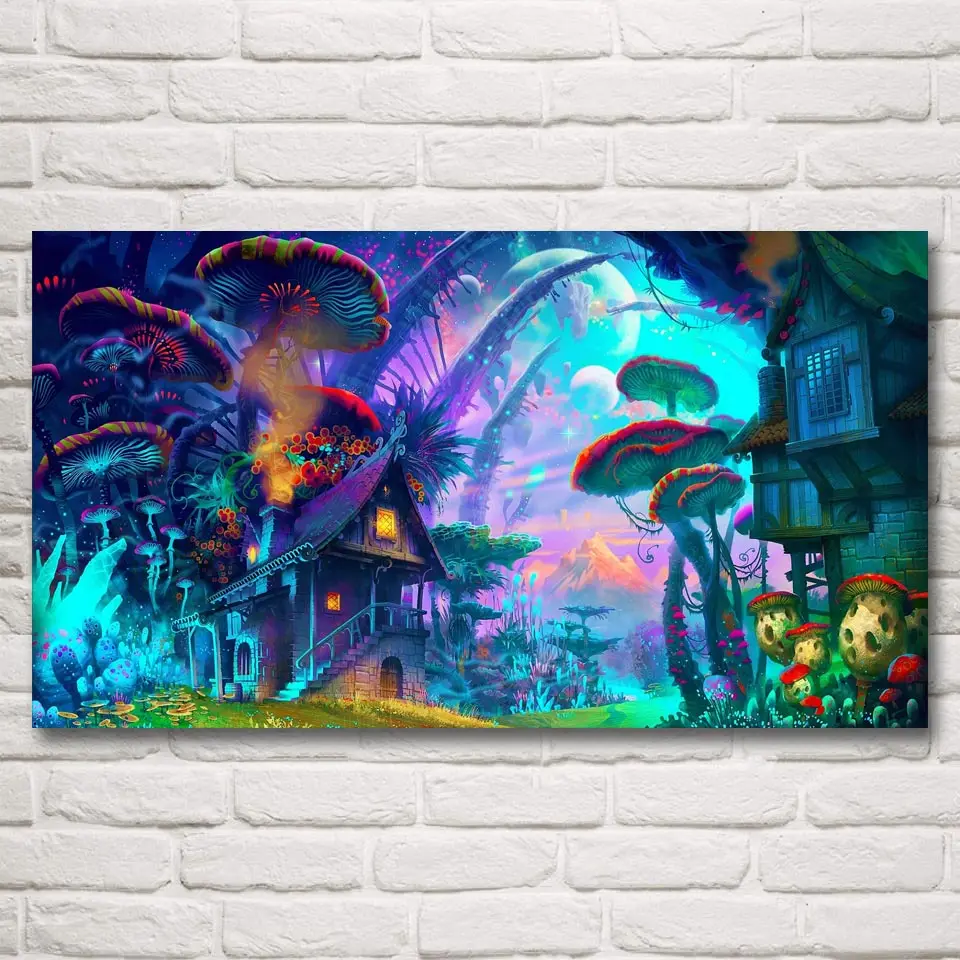 Psychedelic гриб Planet Plant Mountains Hyperbeast Brock Hofer Creature Art Холст печать домашний Декор постер