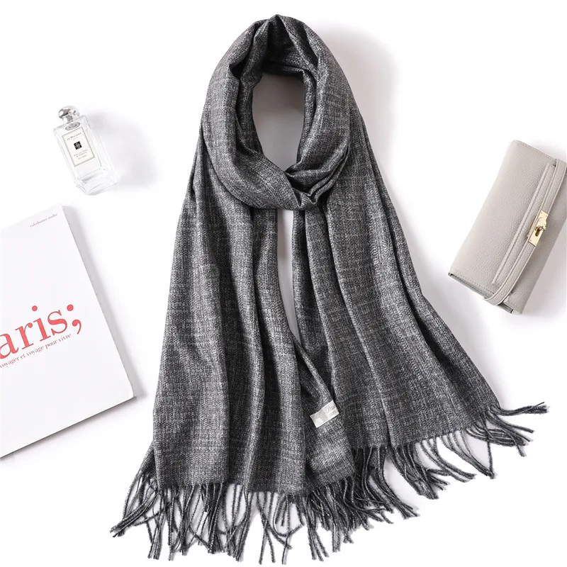 

2019 New Women's Winter Scarf Cashmere 2-Side Scarves Shawls Soft Wool Pashmina for Ladies Winter Warm Female Poncho Stoles