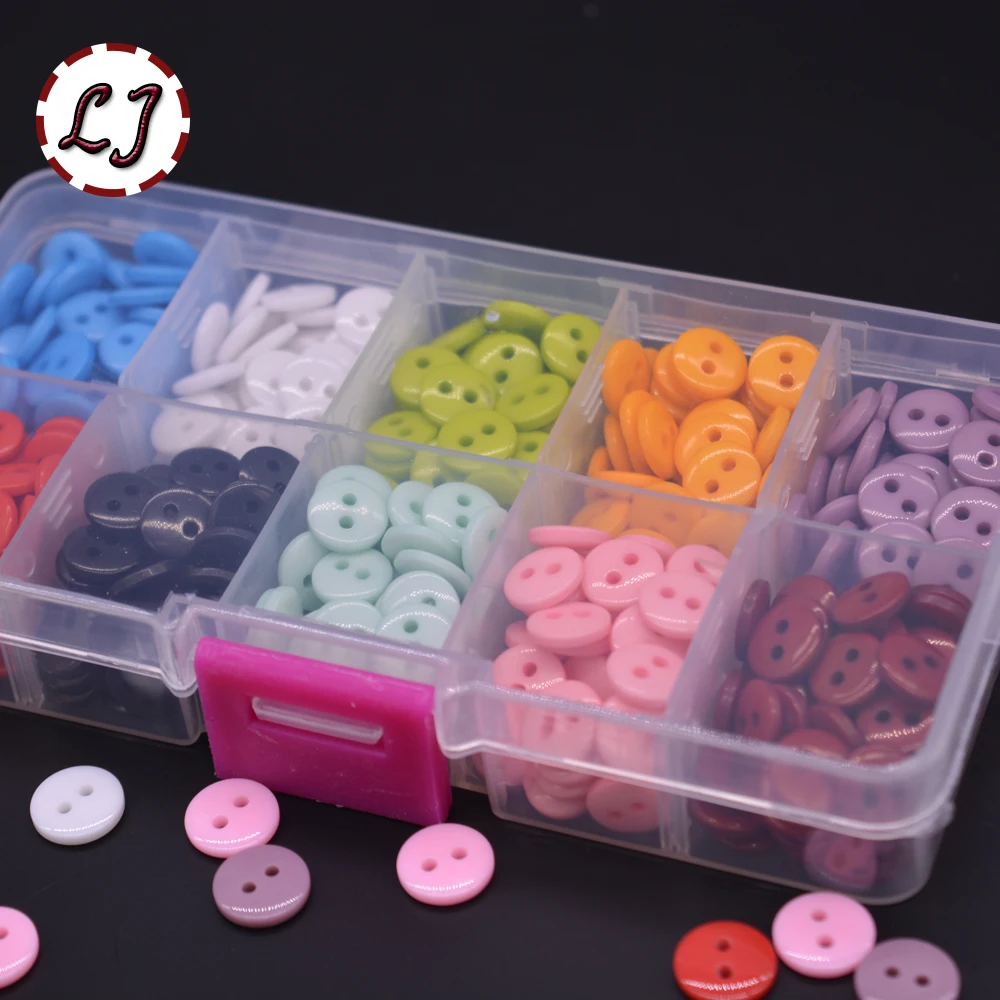 Детские резиновые пуговицы для шитья 10 цветов 3 вида в коробке 9 мм|sewing buttons|buttons