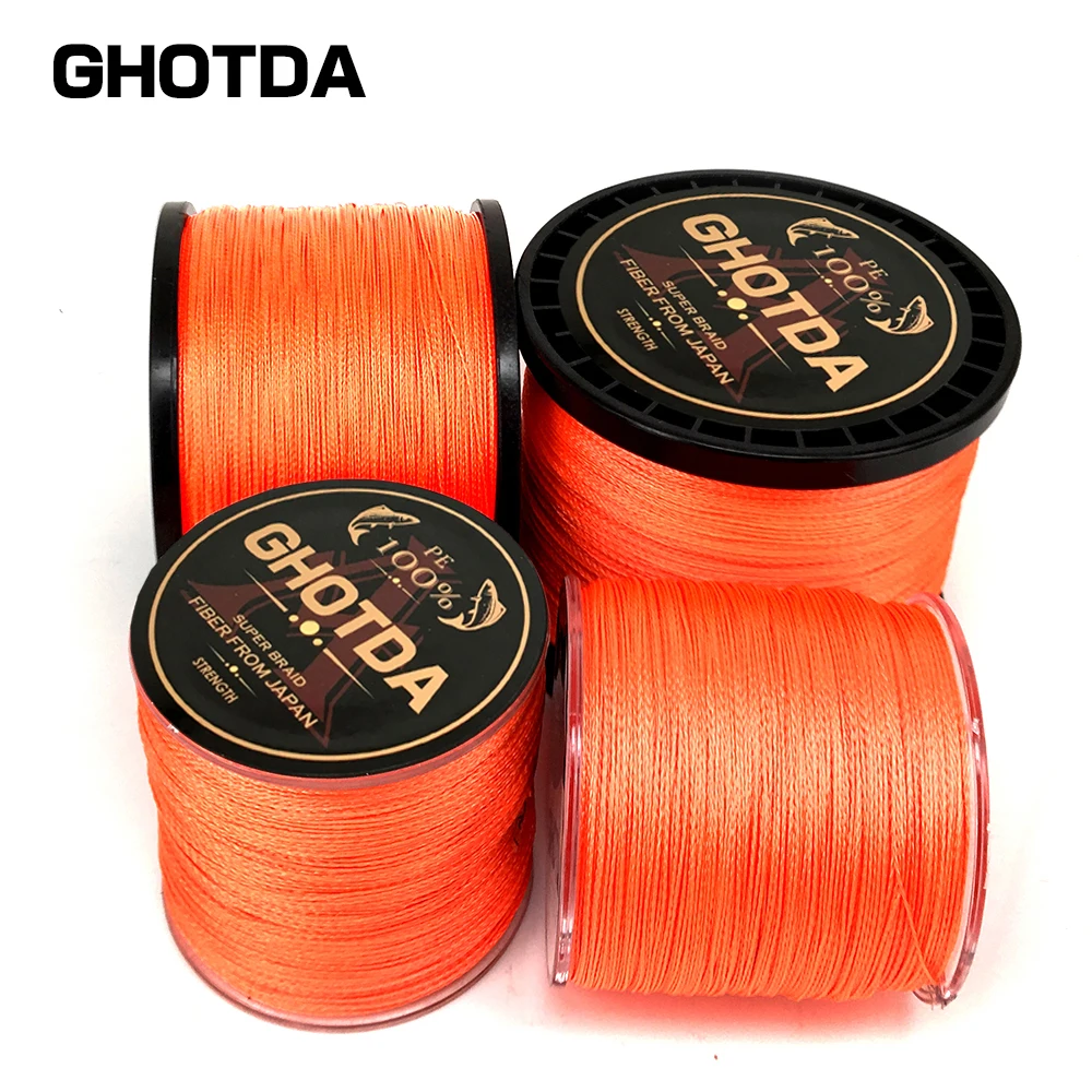 GHOTDA PE البرتقال جديلة خط الصيد 4 فروع 100 متر 150 متر 300 متر 500 متر 1000 متر البحر الصيد نسج سوبر قوي المواضيع