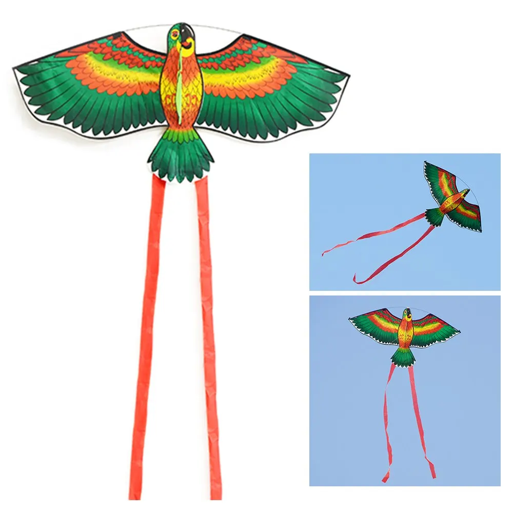 Высококачественный Спортивный Однолинейный воздушный змей с разноцветными рисунками, воздушный змей «попугай», 50 м, для активного отдыха, для детей и взрослых
